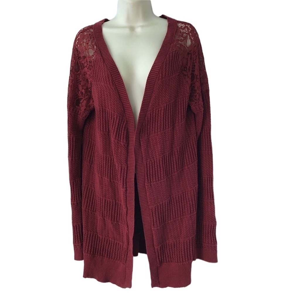41 Hawthorn Red Maxwell Lace Detail Cardigan L